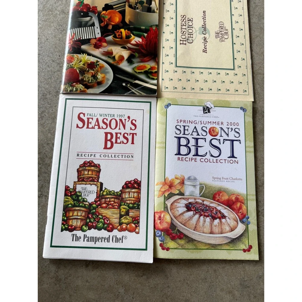 Pampered Chef Vintage Recipe Booklet Lot Season's Best Garnishes 4 Books 90s 00s